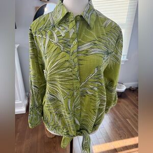 Unique Spectrum Lime Leaf Pattern Shirt Made in India